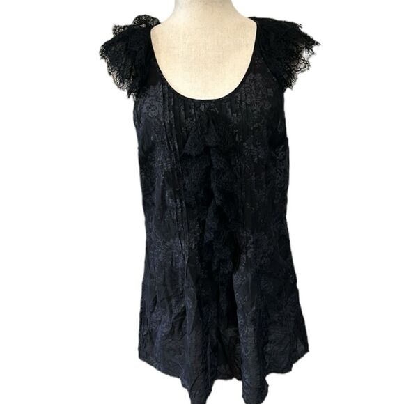 Tracy Reese, plenty black blouse with lace shoulders and front size large - Picture 1 of 13